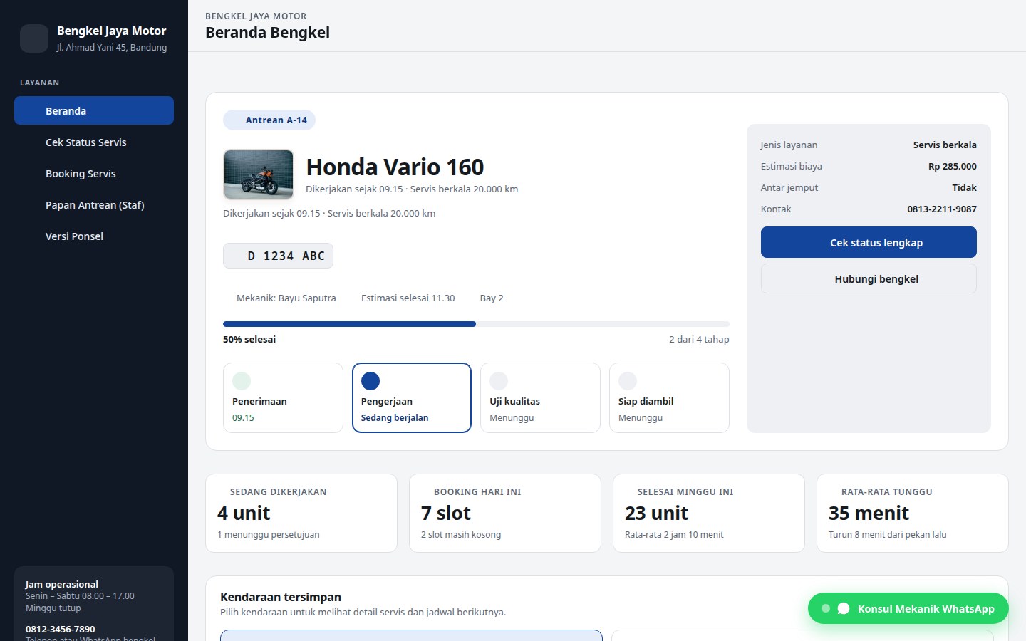 Jaya Motor: Manajemen bengkel motor