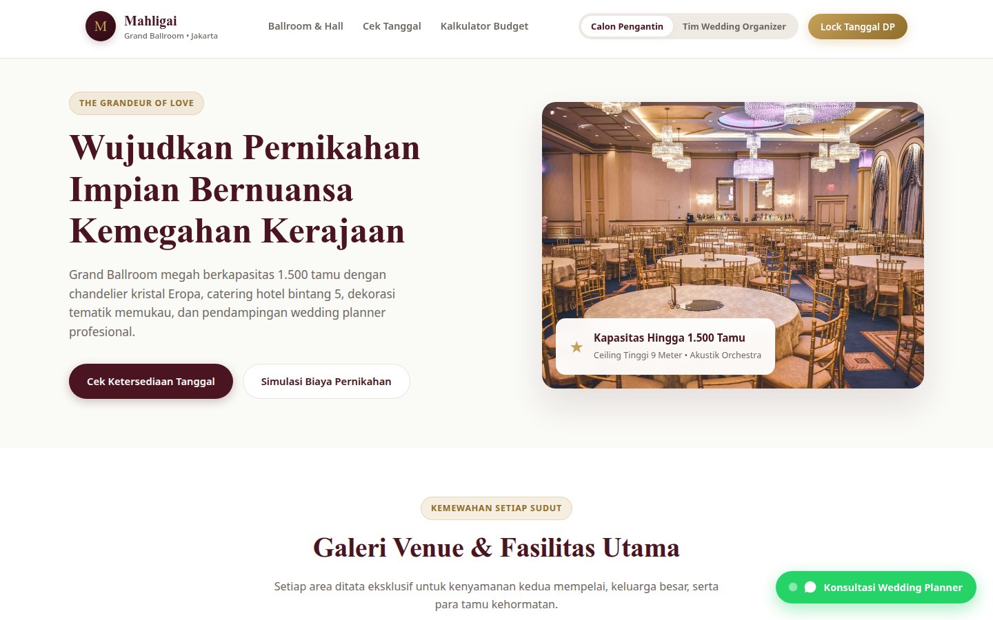 Mahligai Grand Ballroom: Booking gedung & vendor